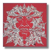 Pagan Art - Greenman in Red Thumbnail.